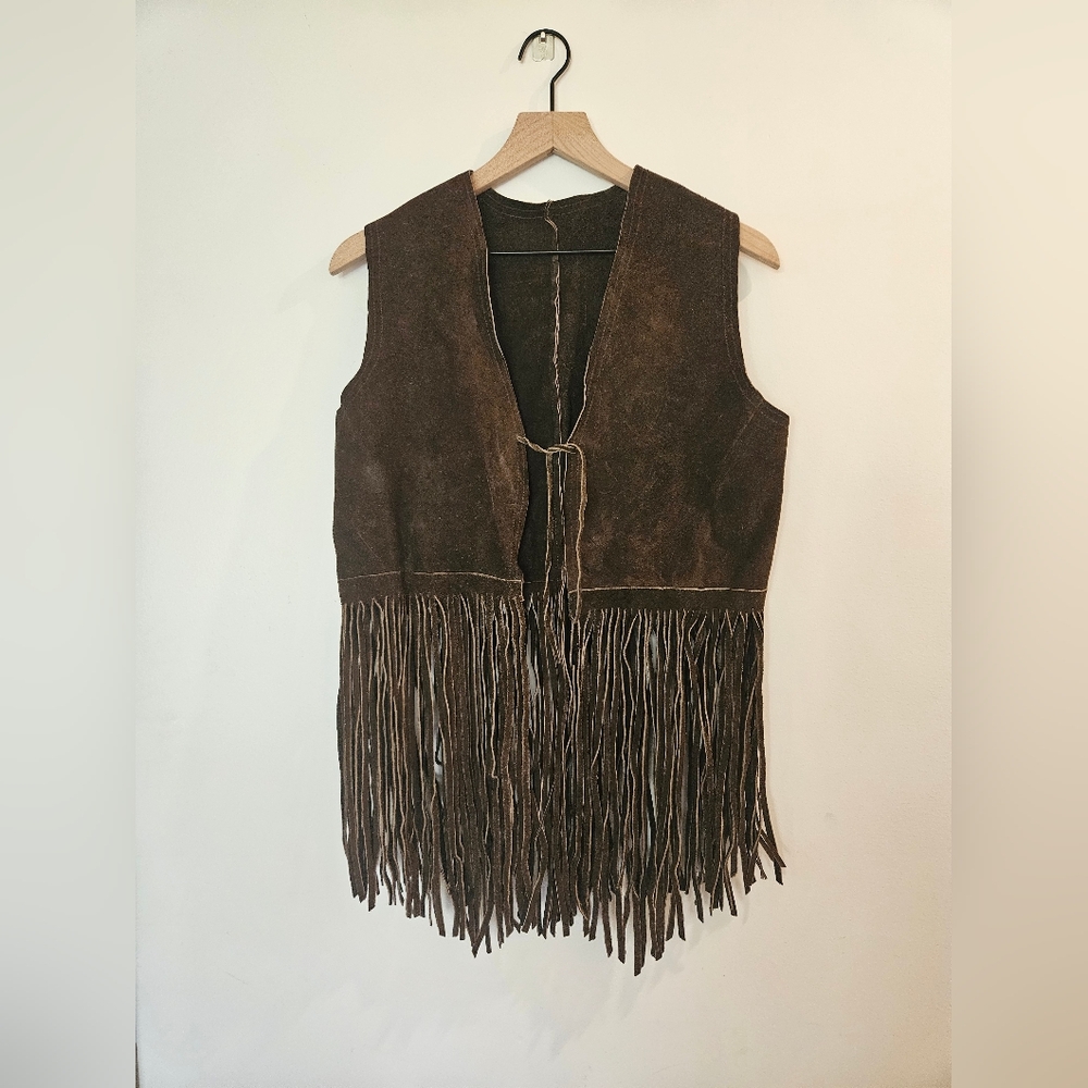 Brown Suede Fringe Vest